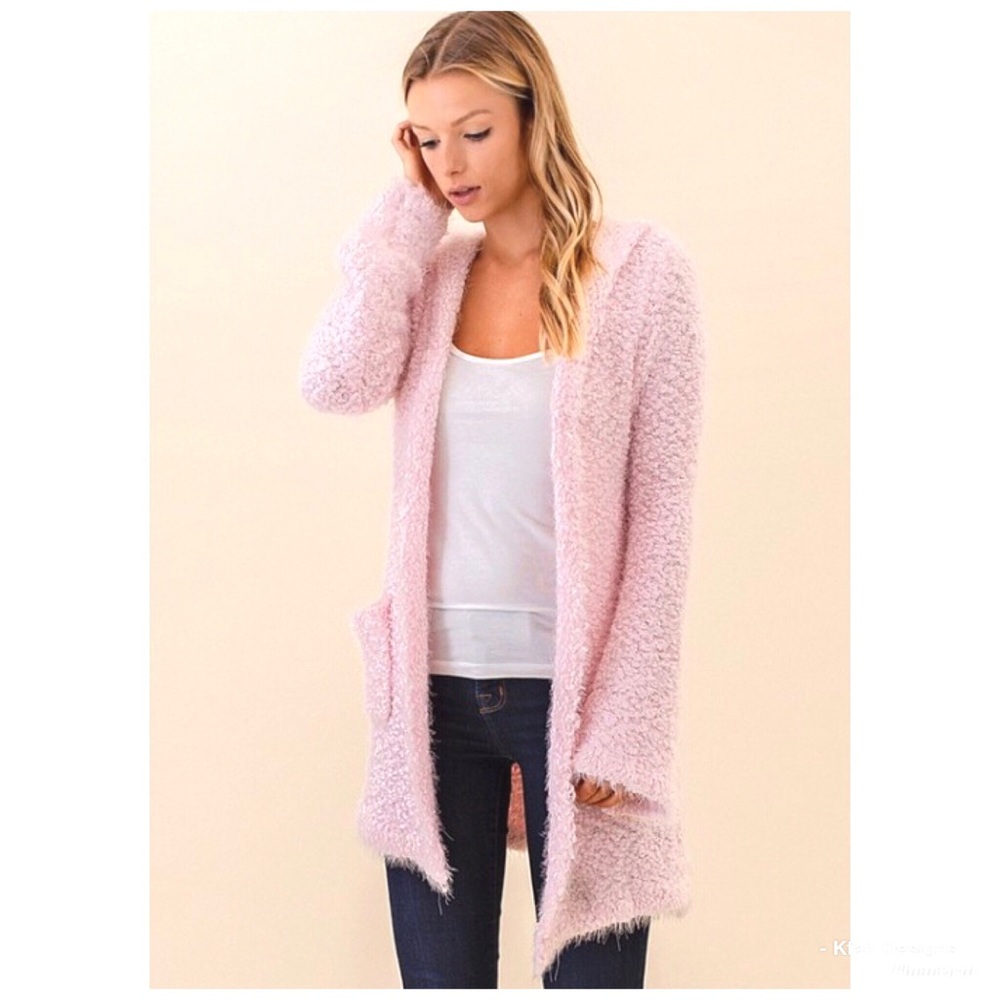 🛍 LAST 1! Fuzzy Popcorn Pocket Sweater w/Hoodie! - Picture 2 of 6